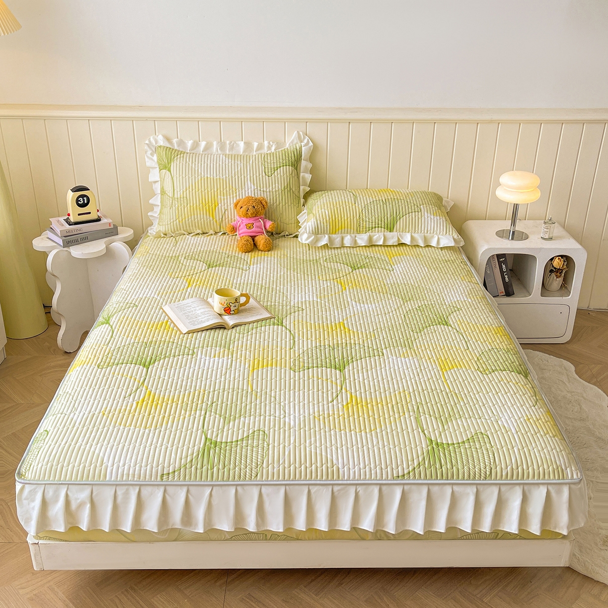 91家纺网 家纺一手货源 找家纺 伊人坊2025新款A类唯美纯棉印花夹棉床笠 纯棉+叶彩