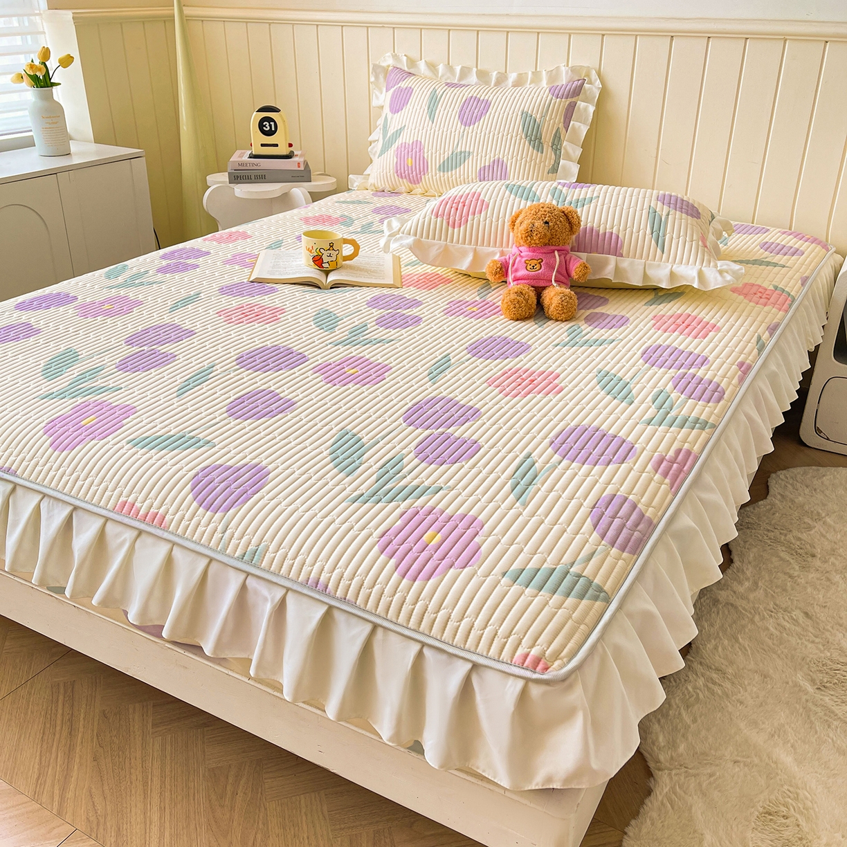 91家纺网 家纺一手货源 找家纺 伊人坊2025新款A类唯美纯棉印花夹棉床笠 纯棉+遇见花开