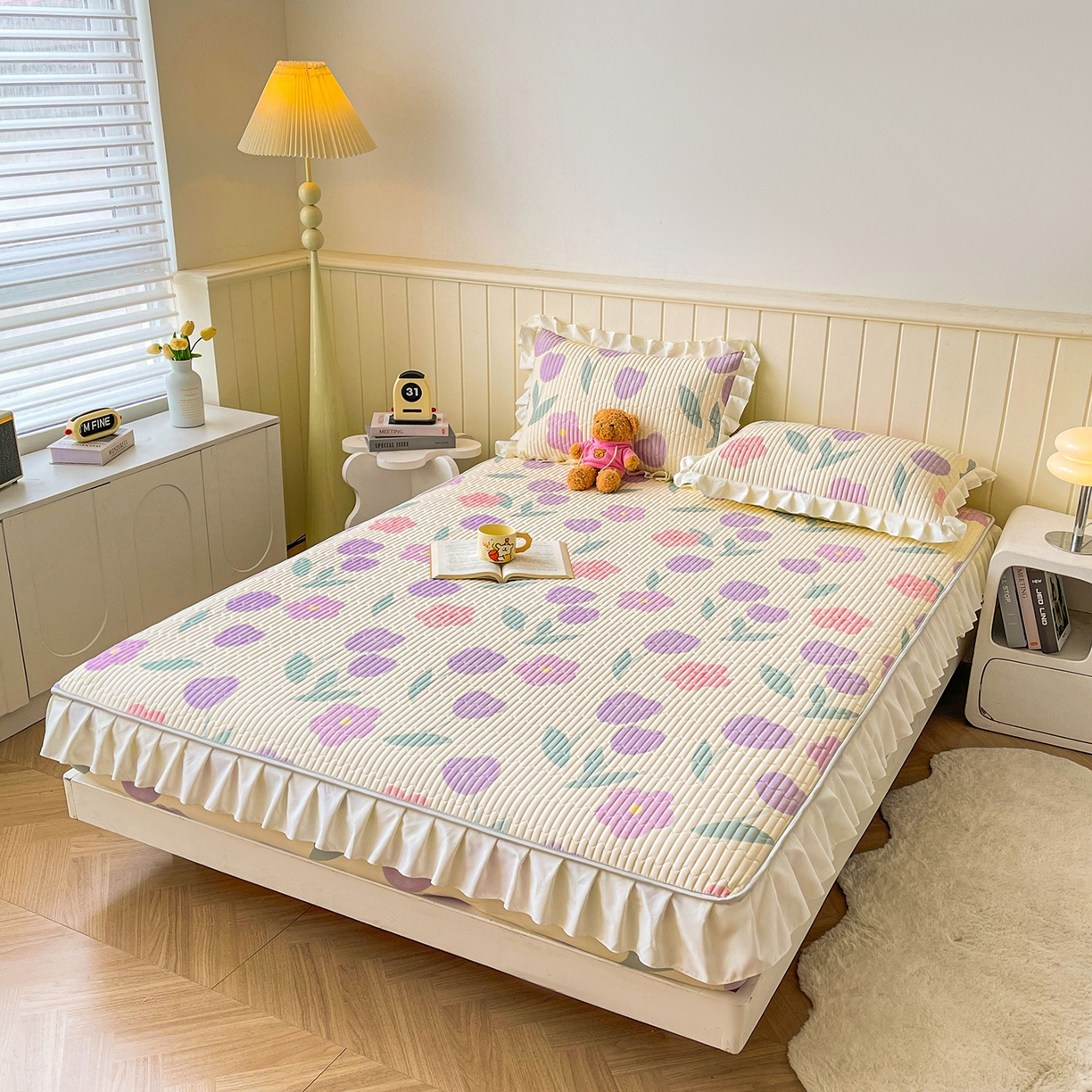 91家纺网 家纺一手货源 找家纺 伊人坊2025新款A类唯美纯棉印花夹棉床笠 纯棉+遇见花开