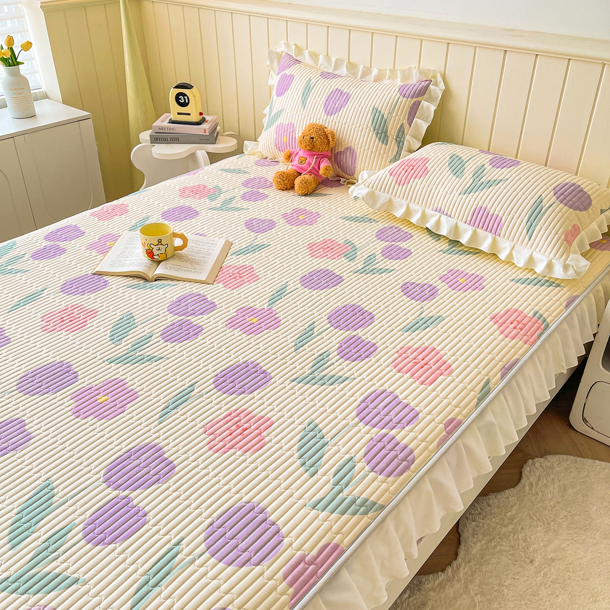 91家纺网 家纺一手货源 找家纺 伊人坊2025新款A类唯美纯棉印花夹棉床笠 纯棉+遇见花开