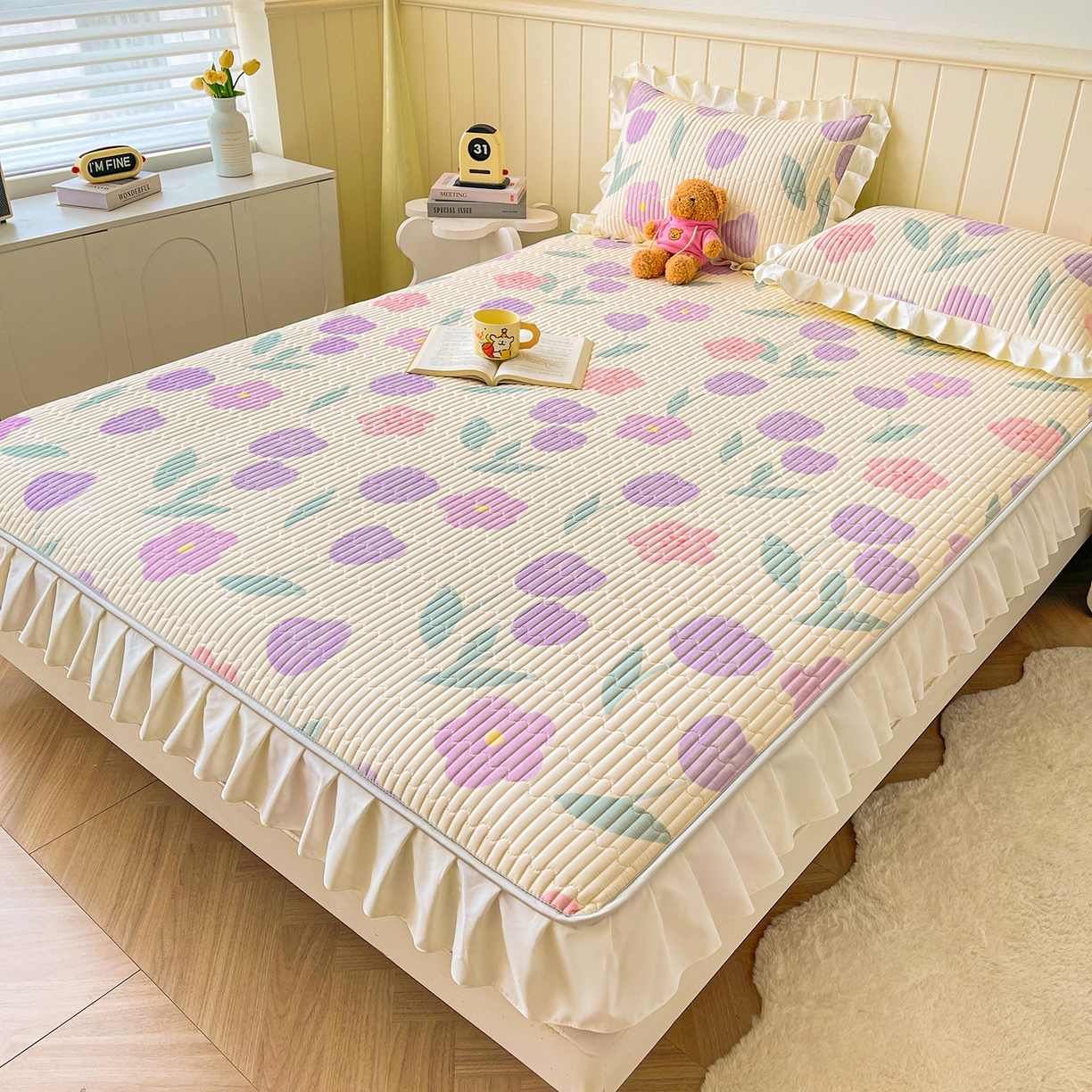 91家纺网 家纺一手货源 找家纺 伊人坊2025新款A类唯美纯棉印花夹棉床笠 纯棉+遇见花开