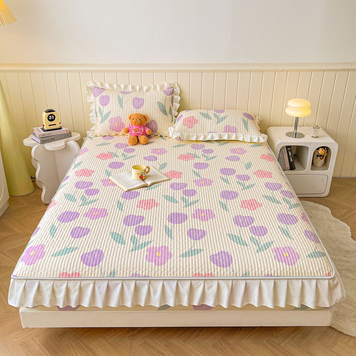 91家纺网 家纺一手货源 找家纺 伊人坊2025新款A类唯美纯棉印花夹棉床笠 纯棉+遇见花开