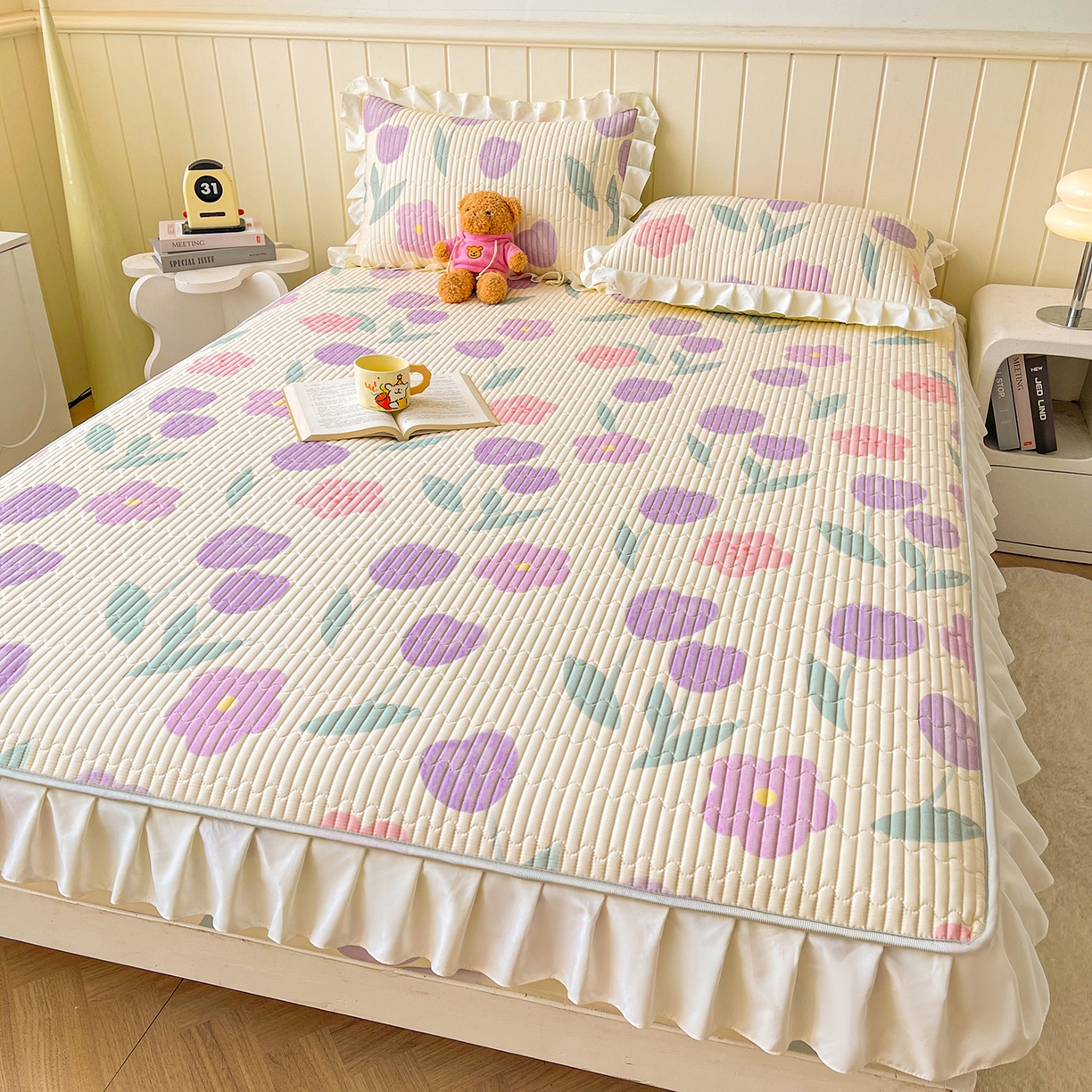 91家纺网 家纺一手货源 找家纺 伊人坊2025新款A类唯美纯棉印花夹棉床笠 纯棉+遇见花开