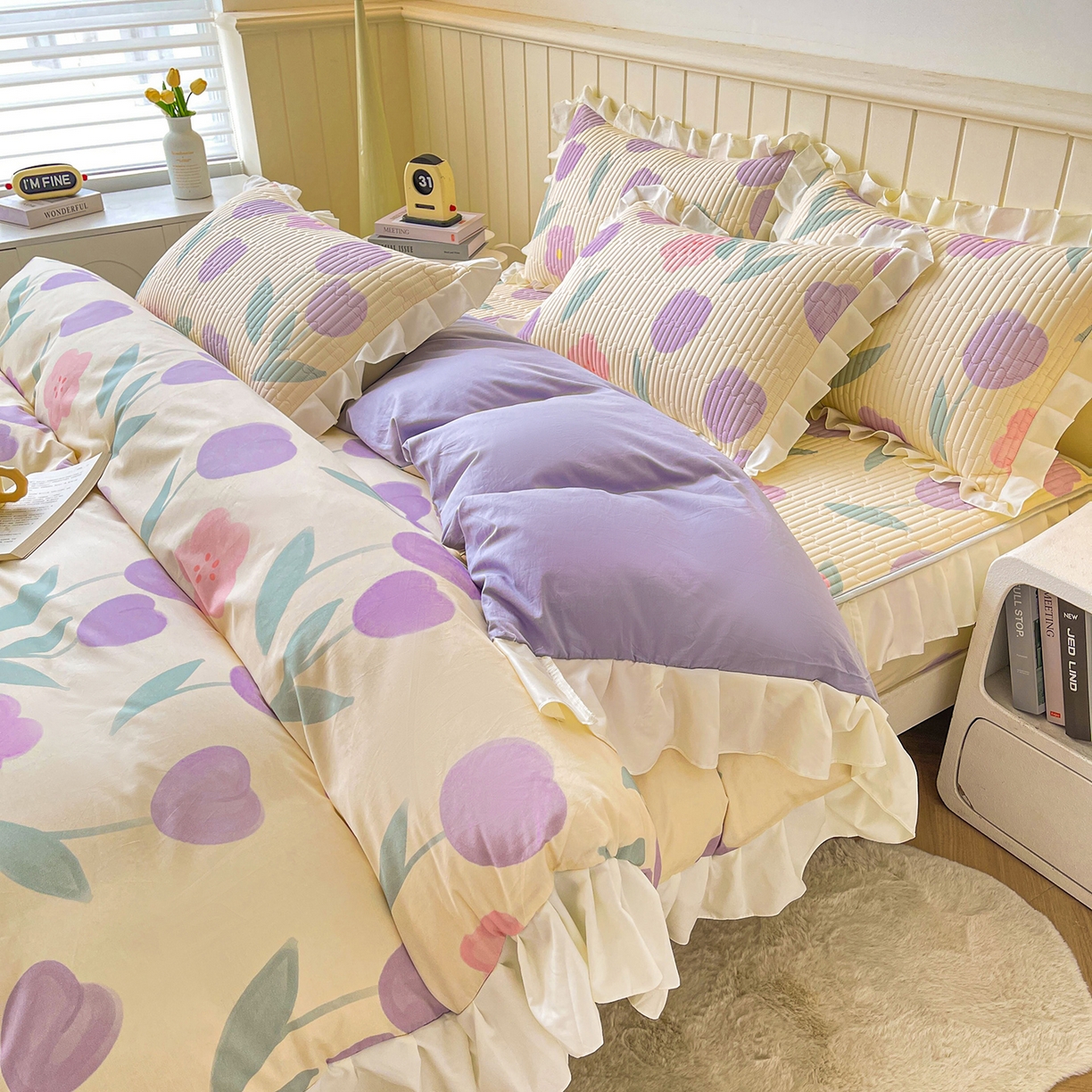 91家纺网 家纺一手货源 找家纺 伊人坊2025新款A类唯美纯棉印花夹棉床笠 纯棉+遇见花开