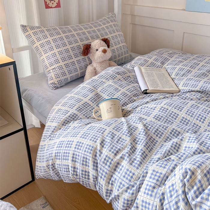 91家纺网 家纺一手货源 找家纺 （总）玉海棠家纺 2025新款云感双层纱提花学生宿舍三件套上下铺三件套