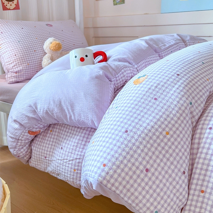 91家纺网 家纺一手货源 找家纺 玉海棠家纺 2025新款云感双层纱提花学生宿舍三件套上下铺三件套 草莓甜心