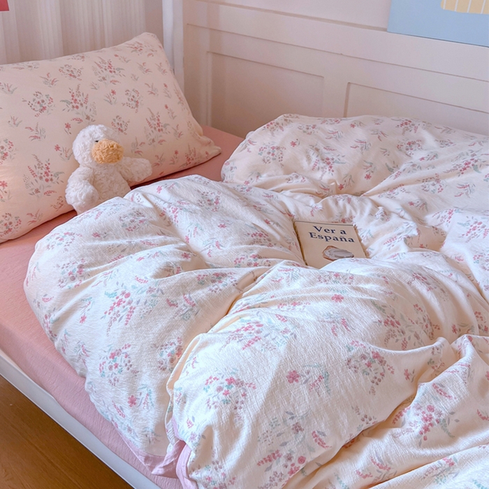 91家纺网 家纺一手货源 找家纺 玉海棠家纺 2025新款云感双层纱提花学生宿舍三件套上下铺三件套 大麦