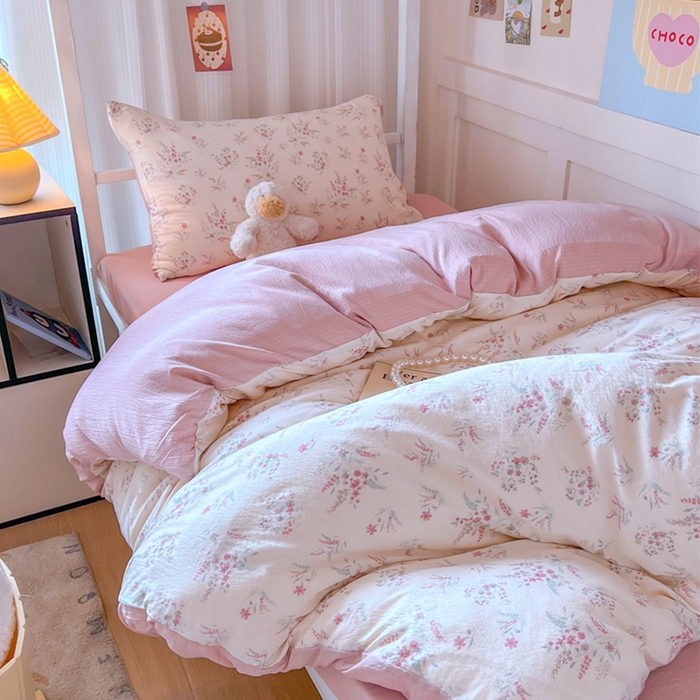 91家纺网 家纺一手货源 找家纺 玉海棠家纺 2025新款云感双层纱提花学生宿舍三件套上下铺三件套 大麦