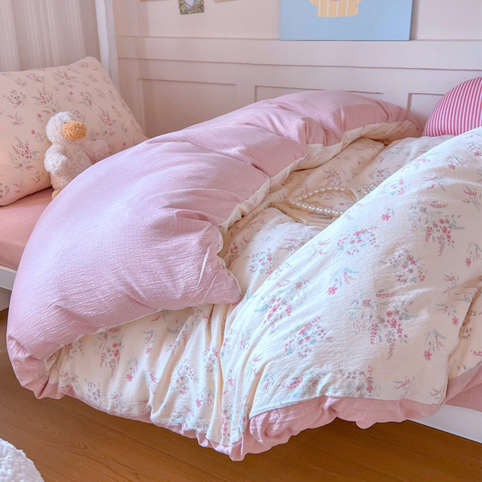 91家纺网 家纺一手货源 找家纺 玉海棠家纺 2025新款云感双层纱提花学生宿舍三件套上下铺三件套 大麦