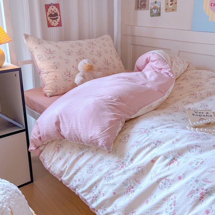 91家纺网 家纺一手货源 找家纺 玉海棠家纺 2025新款云感双层纱提花学生宿舍三件套上下铺三件套 大麦