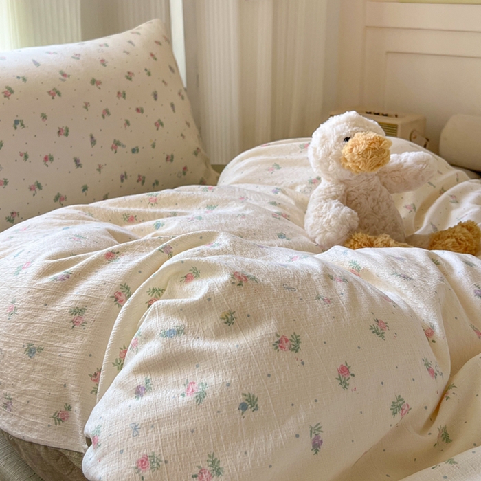 91家纺网 家纺一手货源 找家纺 玉海棠家纺 2025新款云感双层纱提花学生宿舍三件套上下铺三件套 芳草集