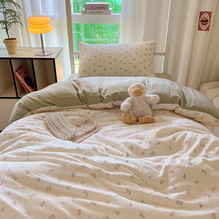 91家纺网 家纺一手货源 找家纺 玉海棠家纺 2025新款云感双层纱提花学生宿舍三件套上下铺三件套 芳草集