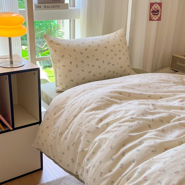 91家纺网 家纺一手货源 找家纺 玉海棠家纺 2025新款云感双层纱提花学生宿舍三件套上下铺三件套 芳草集