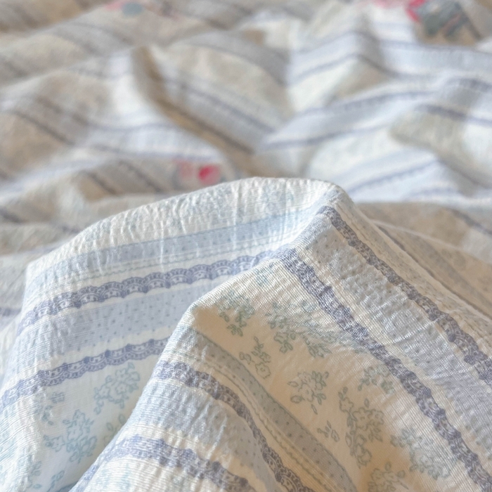 91家纺网 家纺一手货源 找家纺 玉海棠家纺 2025新款云感双层纱提花学生宿舍三件套上下铺三件套 蓝色小象