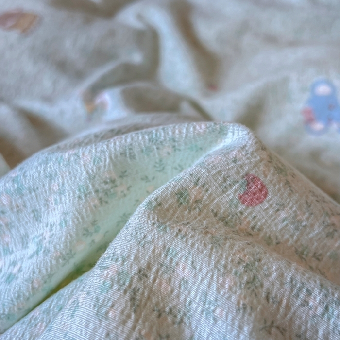 91家纺网 家纺一手货源 找家纺 玉海棠家纺 2025新款云感双层纱提花学生宿舍三件套上下铺三件套 绿色小象