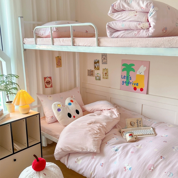 玉海棠家纺 2025新款云感双层纱提花学生宿舍三件套上下铺三件套 三丽家族