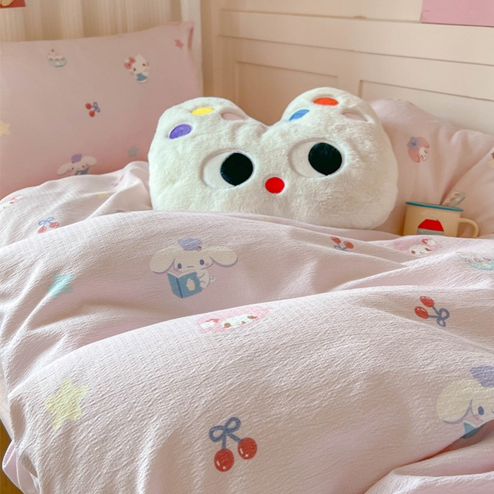 91家纺网 家纺一手货源 找家纺 玉海棠家纺 2025新款云感双层纱提花学生宿舍三件套上下铺三件套 三丽家族