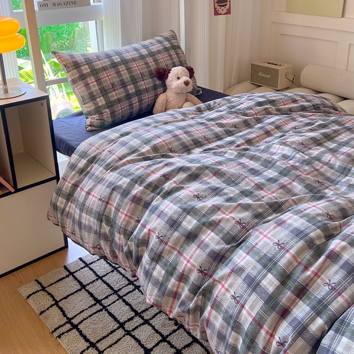 91家纺网 家纺一手货源 找家纺 玉海棠家纺 2025新款云感双层纱提花学生宿舍三件套上下铺三件套 维西格