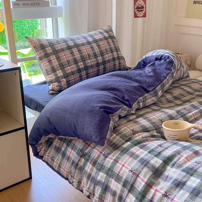 91家纺网 家纺一手货源 找家纺 玉海棠家纺 2025新款云感双层纱提花学生宿舍三件套上下铺三件套 维西格