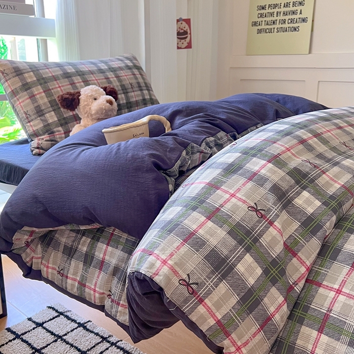 91家纺网 家纺一手货源 找家纺 玉海棠家纺 2025新款云感双层纱提花学生宿舍三件套上下铺三件套 维西格