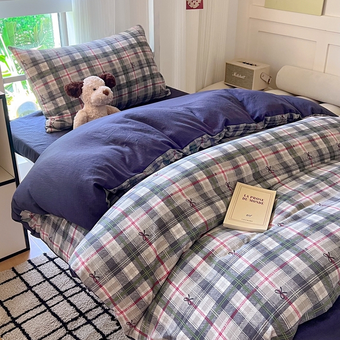 91家纺网 家纺一手货源 找家纺 玉海棠家纺 2025新款云感双层纱提花学生宿舍三件套上下铺三件套 维西格