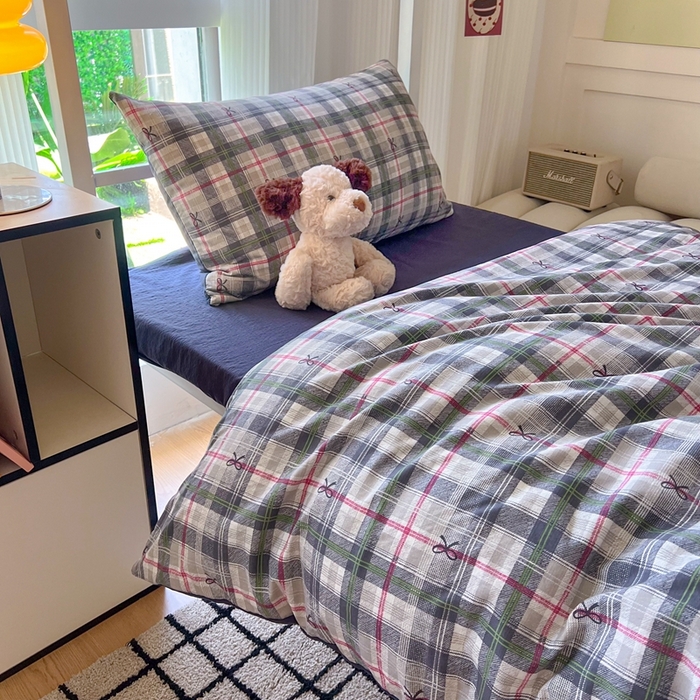 91家纺网 家纺一手货源 找家纺 玉海棠家纺 2025新款云感双层纱提花学生宿舍三件套上下铺三件套 维西格