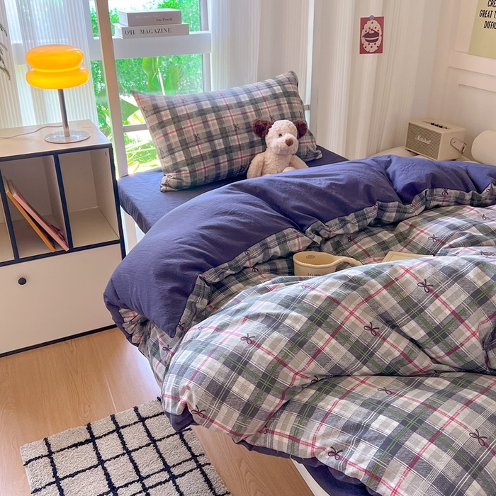 91家纺网 家纺一手货源 找家纺 玉海棠家纺 2025新款云感双层纱提花学生宿舍三件套上下铺三件套 维西格