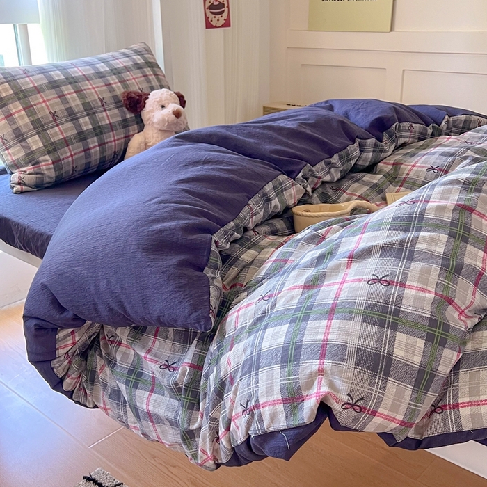 91家纺网 家纺一手货源 找家纺 玉海棠家纺 2025新款云感双层纱提花学生宿舍三件套上下铺三件套 维西格