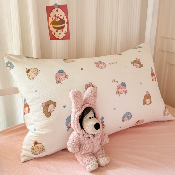 91家纺网 家纺一手货源 找家纺 玉海棠家纺 2025新款云感双层纱提花学生宿舍三件套上下铺三件套 小女孩