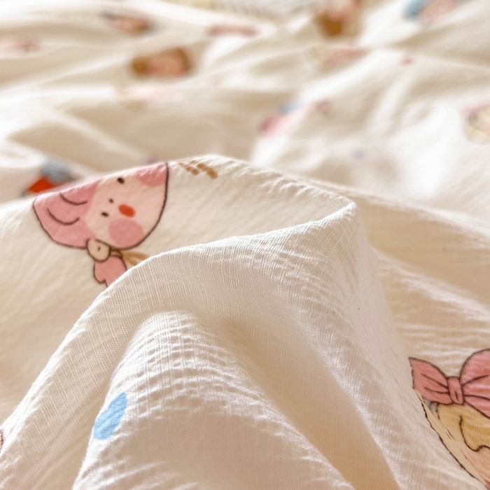 91家纺网 家纺一手货源 找家纺 玉海棠家纺 2025新款云感双层纱提花学生宿舍三件套上下铺三件套 小女孩