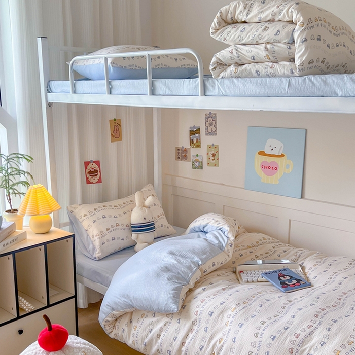 玉海棠家纺 2025新款云感双层纱提花学生宿舍三件套上下铺三件套 小汽车