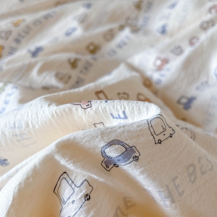 91家纺网 家纺一手货源 找家纺 玉海棠家纺 2025新款云感双层纱提花学生宿舍三件套上下铺三件套 小汽车