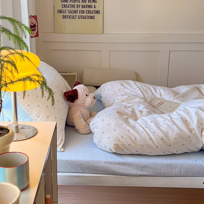 91家纺网 家纺一手货源 找家纺 玉海棠家纺 2025新款云感双层纱提花学生宿舍三件套上下铺三件套 小确幸