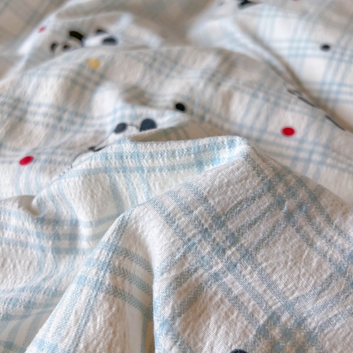 91家纺网 家纺一手货源 找家纺 玉海棠家纺 2025新款云感双层纱提花学生宿舍三件套上下铺三件套 熊猫宝宝