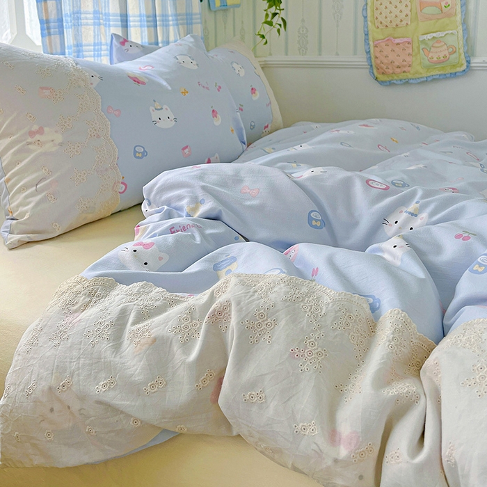 91家纺网 家纺一手货源 找家纺 （总）港岛妹妹 2025新款韩式蕾丝花边软绵绵四件套