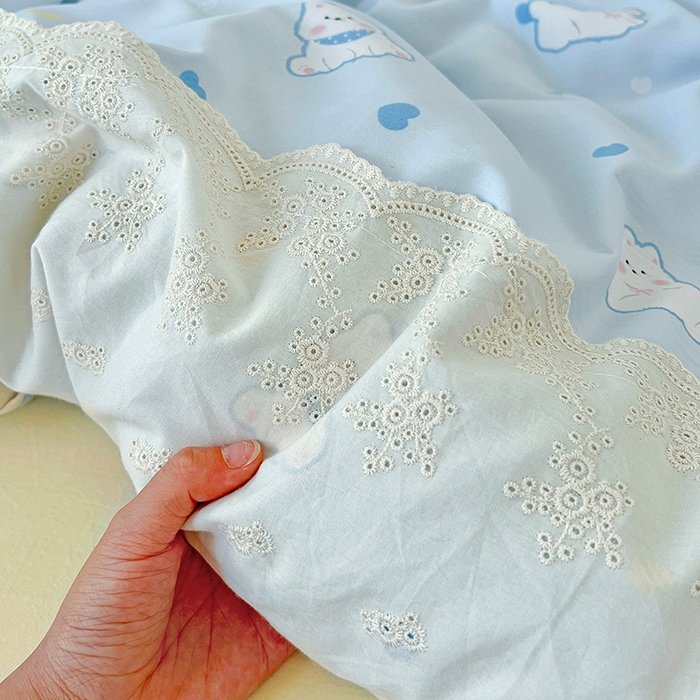 91家纺网 家纺一手货源 找家纺 港岛妹妹 2025新款韩式蕾丝花边软绵绵四件套 小狗日记