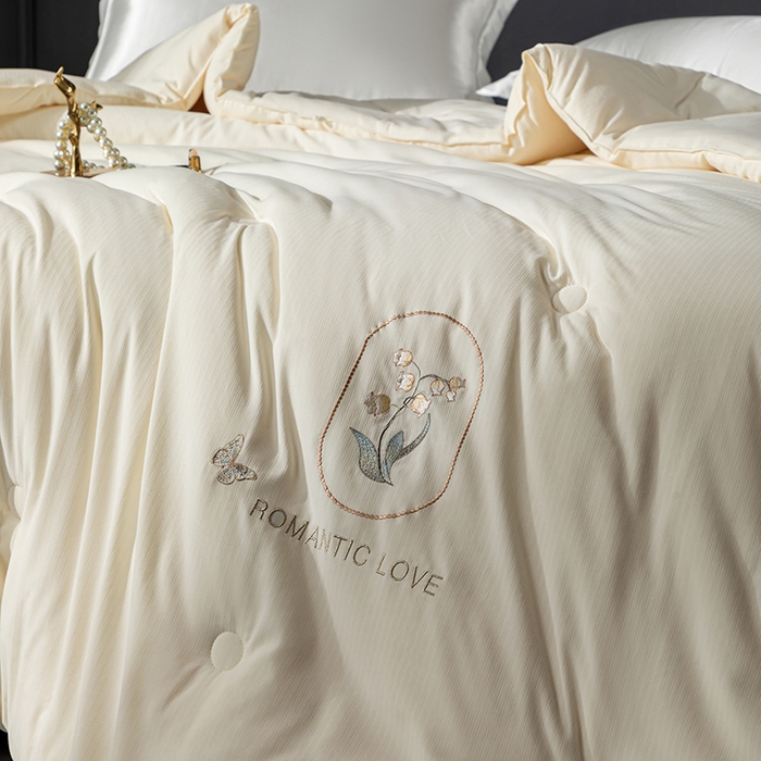 91家纺网 家纺一手货源 找家纺 小牛席业 2025新款A幸运铃兰-新疆棉花被系列棉被冬被春秋被空调被夏被加厚冬被被芯被子 A幸运铃兰-新疆棉花被系列（米色）