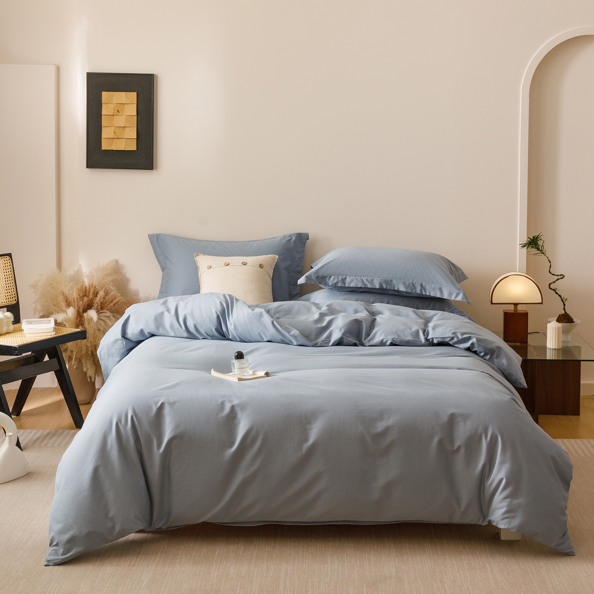 91家纺网 家纺一手货源 找家纺 （总）爱思佳 2025新款A类全棉60s长绒棉纯棉磨毛纯色拼色系列四件套