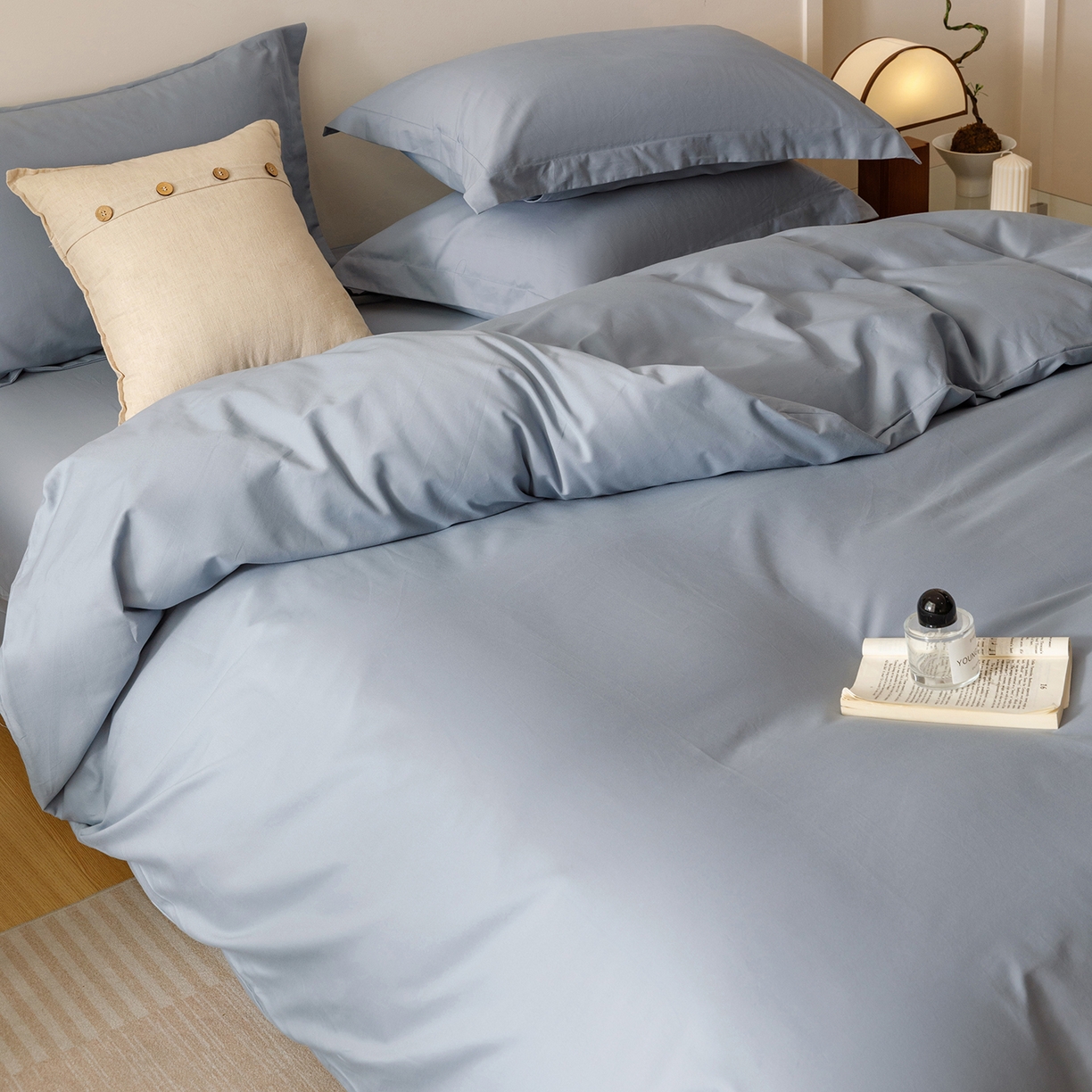 91家纺网 家纺一手货源 找家纺 （总）爱思佳 2025新款A类全棉60s长绒棉纯棉磨毛纯色拼色系列四件套