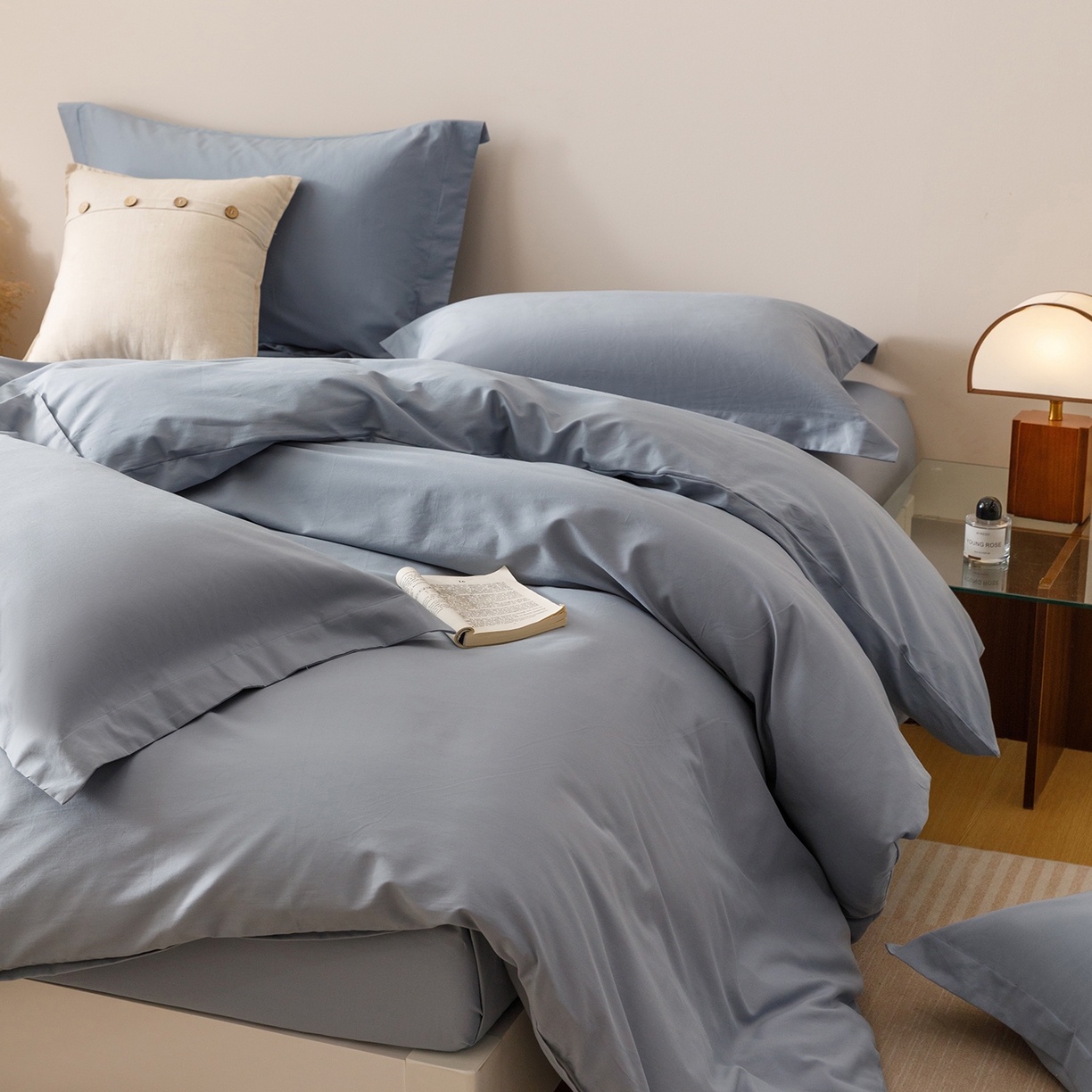 91家纺网 家纺一手货源 找家纺 （总）爱思佳 2025新款A类全棉60s长绒棉纯棉磨毛纯色拼色系列四件套