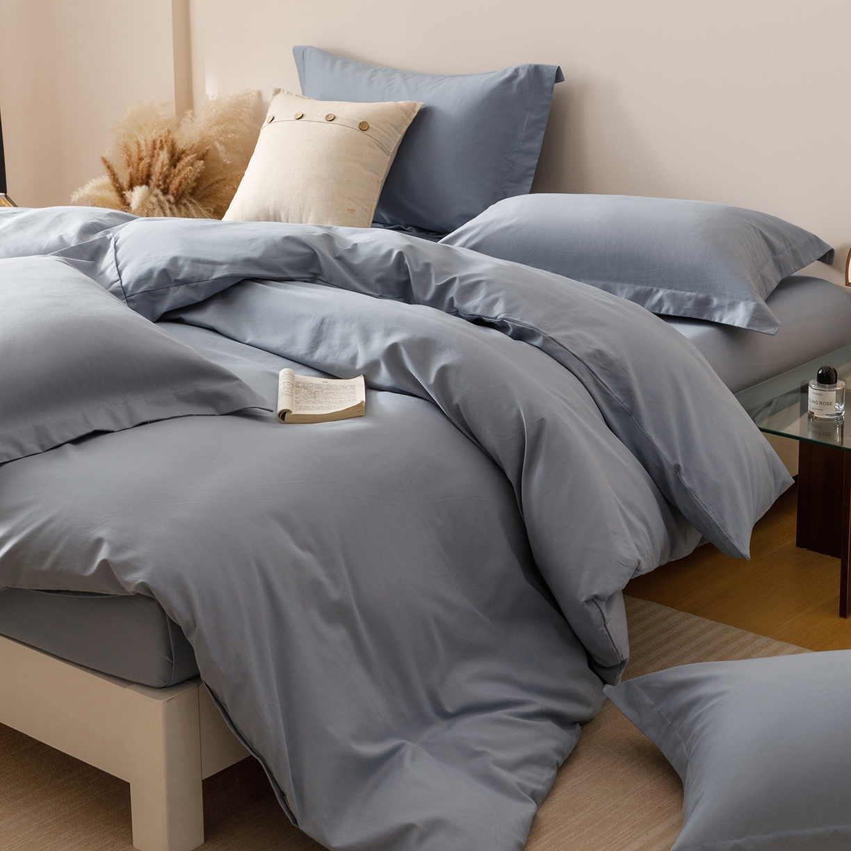 91家纺网 家纺一手货源 找家纺 （总）爱思佳 2025新款A类全棉60s长绒棉纯棉磨毛纯色拼色系列四件套