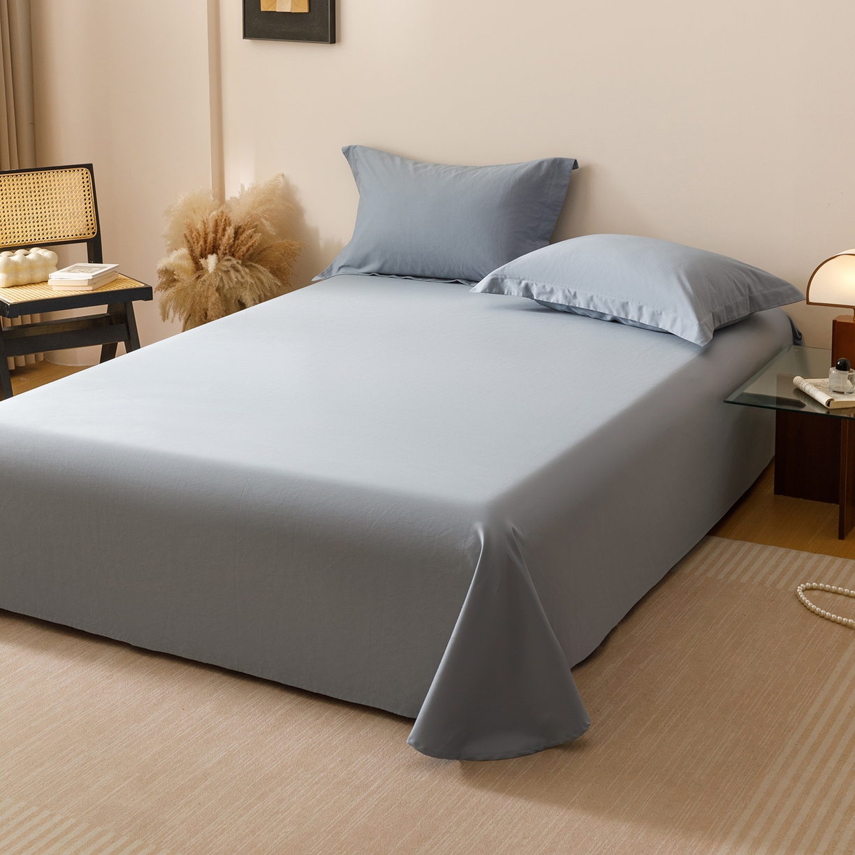 91家纺网 家纺一手货源 找家纺 （总）爱思佳 2025新款A类全棉60s长绒棉纯棉磨毛纯色拼色系列四件套