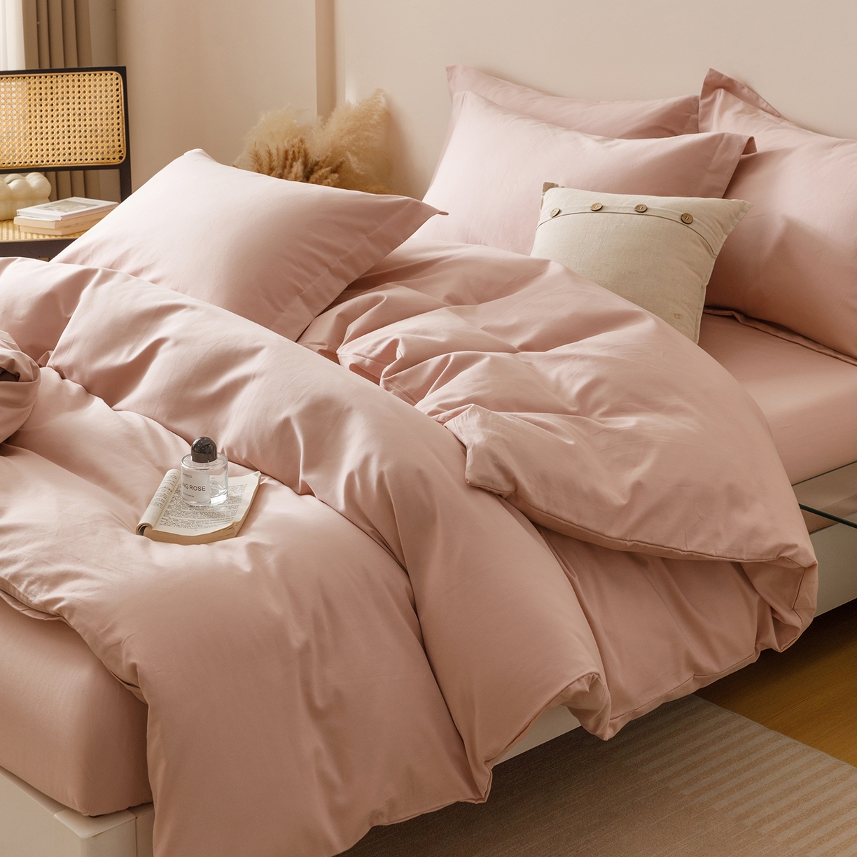 91家纺网 家纺一手货源 找家纺 （总）爱思佳 2025新款A类全棉60s长绒棉纯棉磨毛纯色拼色系列四件套