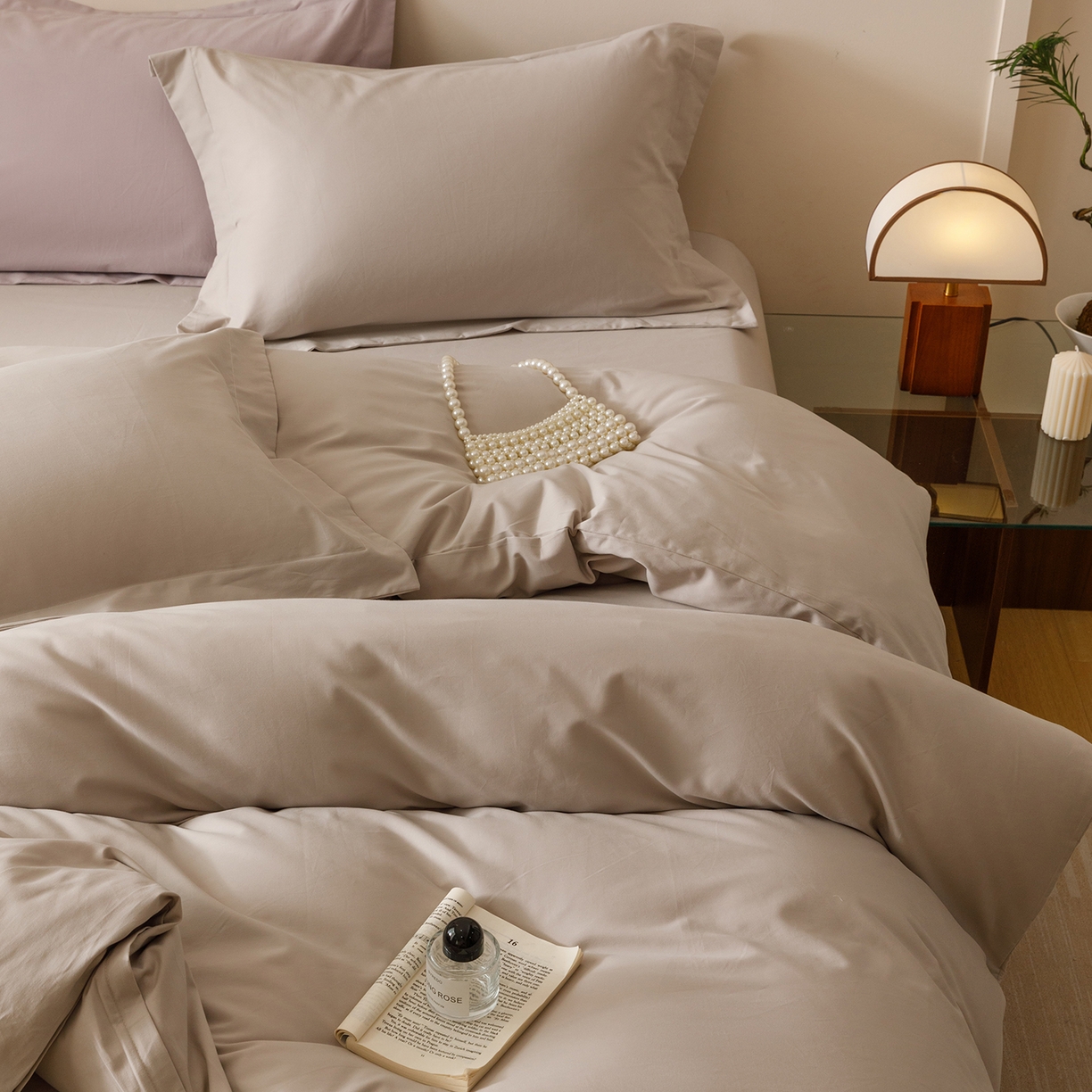 91家纺网 家纺一手货源 找家纺 爱思佳 2025新款A类全棉60s长绒棉纯棉磨毛纯色拼色系列四件套 绅士灰