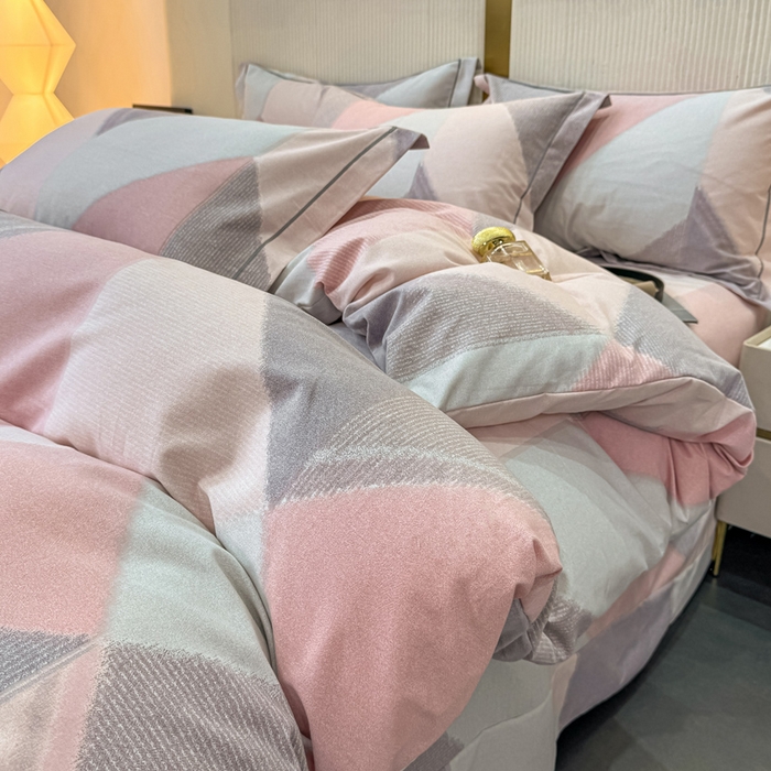 91家纺网 家纺一手货源 找家纺 凌鼎 2025新款喷气加厚磨毛四件套系列1莫里特粉