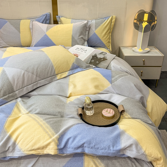 91家纺网 家纺一手货源 找家纺 凌鼎 2025新款喷气加厚磨毛四件套系列1莫里特灰