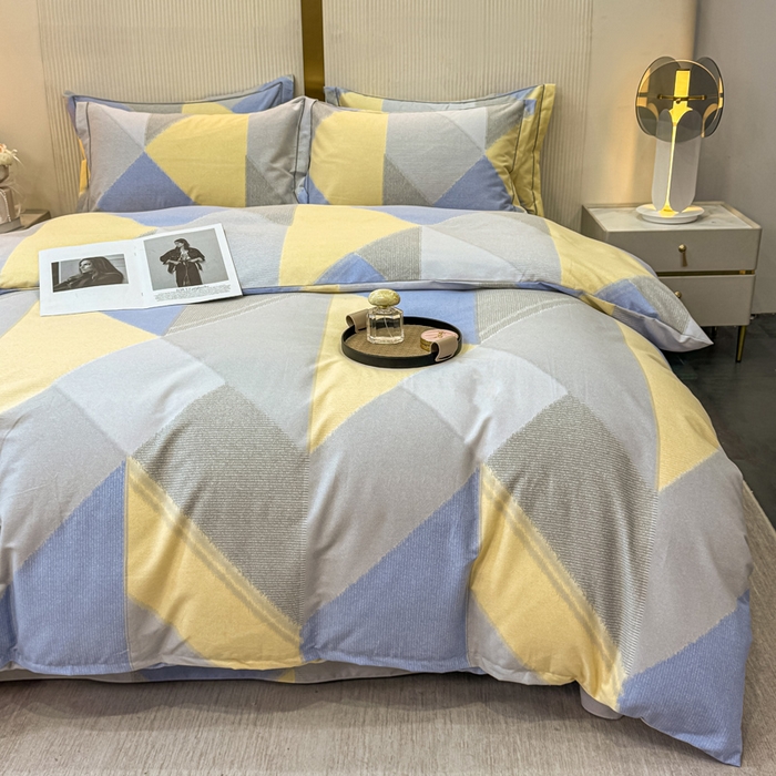 91家纺网 家纺一手货源 找家纺 凌鼎 2025新款喷气加厚磨毛四件套系列1莫里特灰