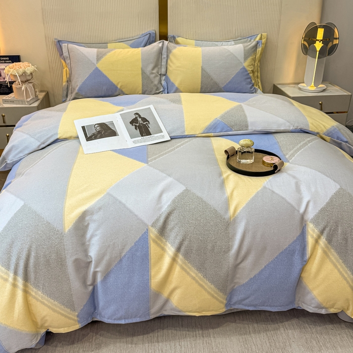 91家纺网 家纺一手货源 找家纺 凌鼎 2025新款喷气加厚磨毛四件套系列1莫里特灰