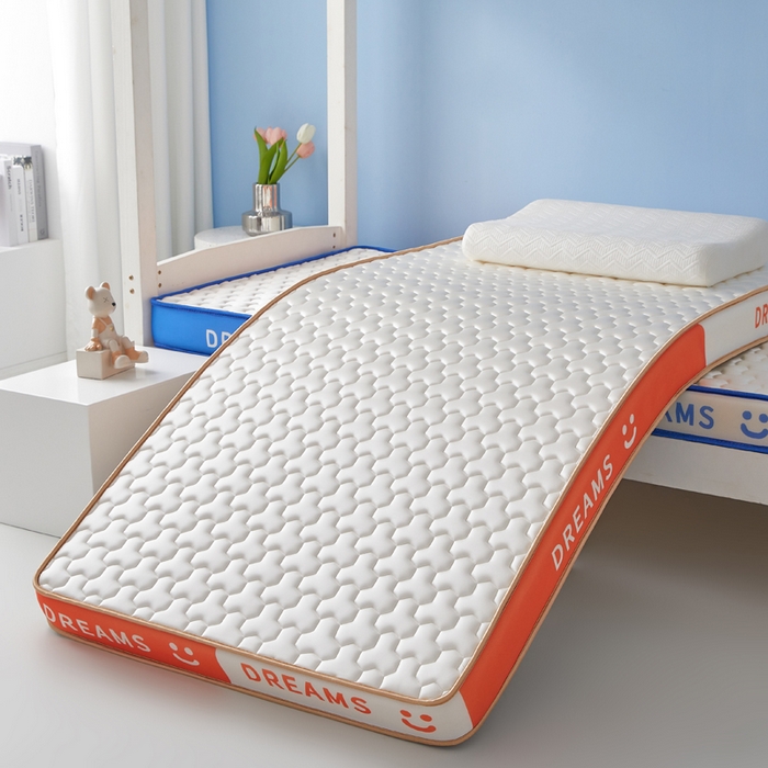 91家纺网 家纺一手货源 找家纺 （总）暖季家纺 2025新款双拼色牛奶丝针织棉立体海绵三菱格学生床垫