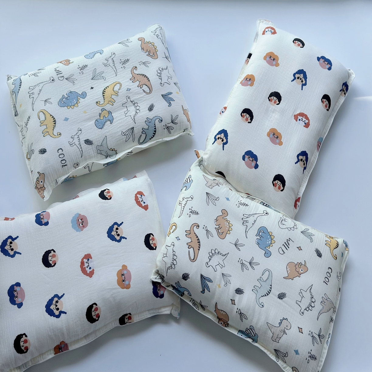 91家纺网 家纺一手货源 找家纺 2025新款全棉皱皱纱儿童枕 恐龙世界